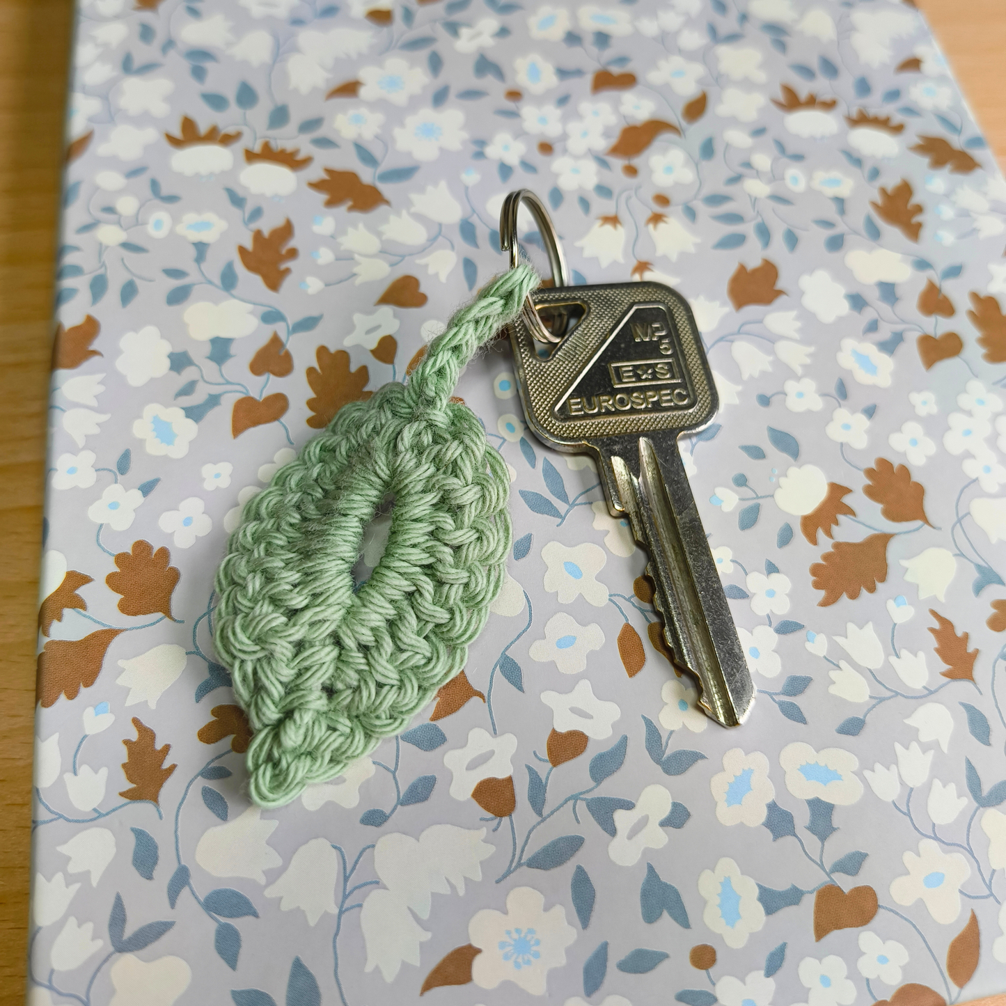 Crochet Leaf Keychain